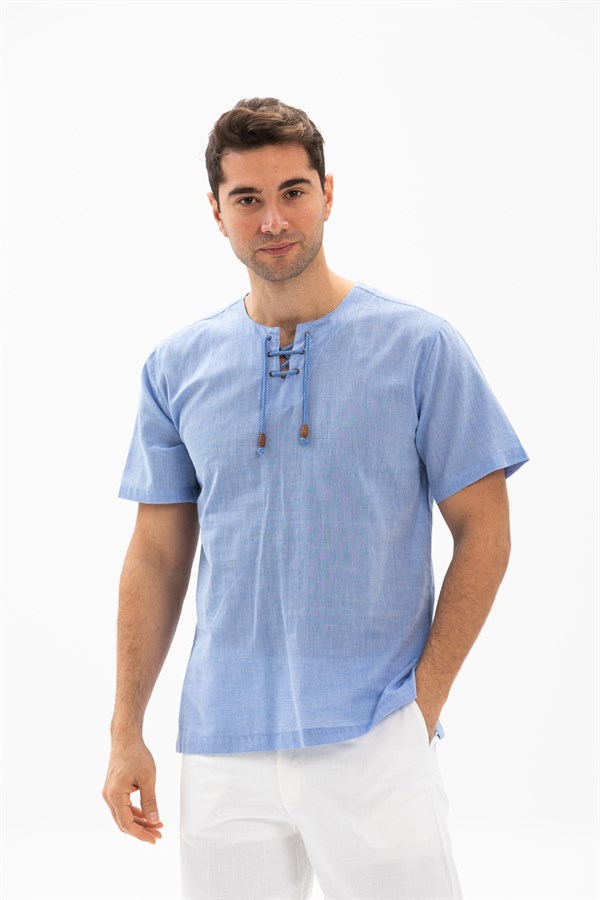 Men's Oversize Short Sleeve Blue T-shirt