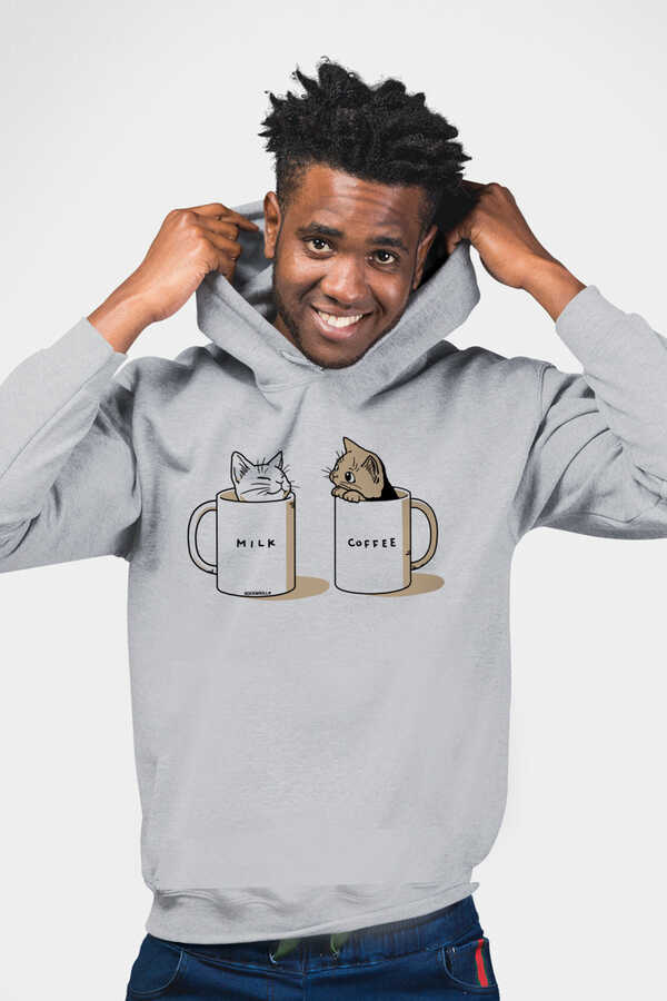 Men's Hooded Printed Grey Sweatshirt