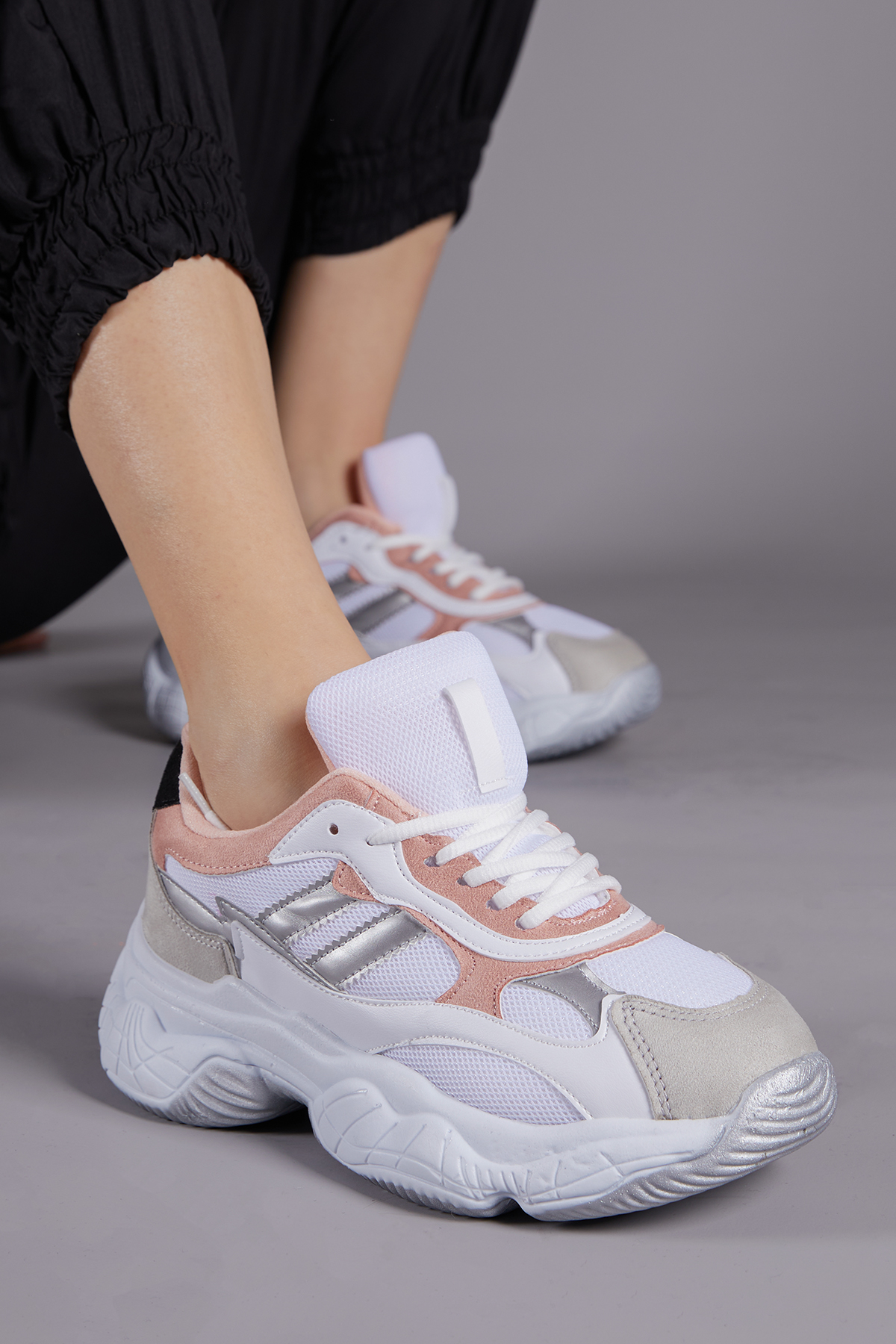 Women's White - Powder Rose Sport Shoes