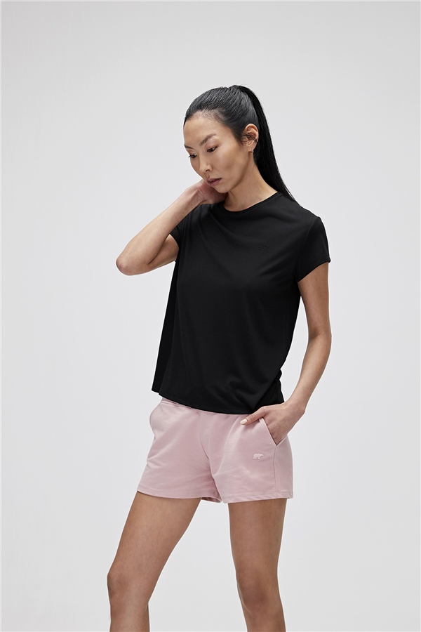 Kadın Siyah Tişört Vıolet O-Neck Tee