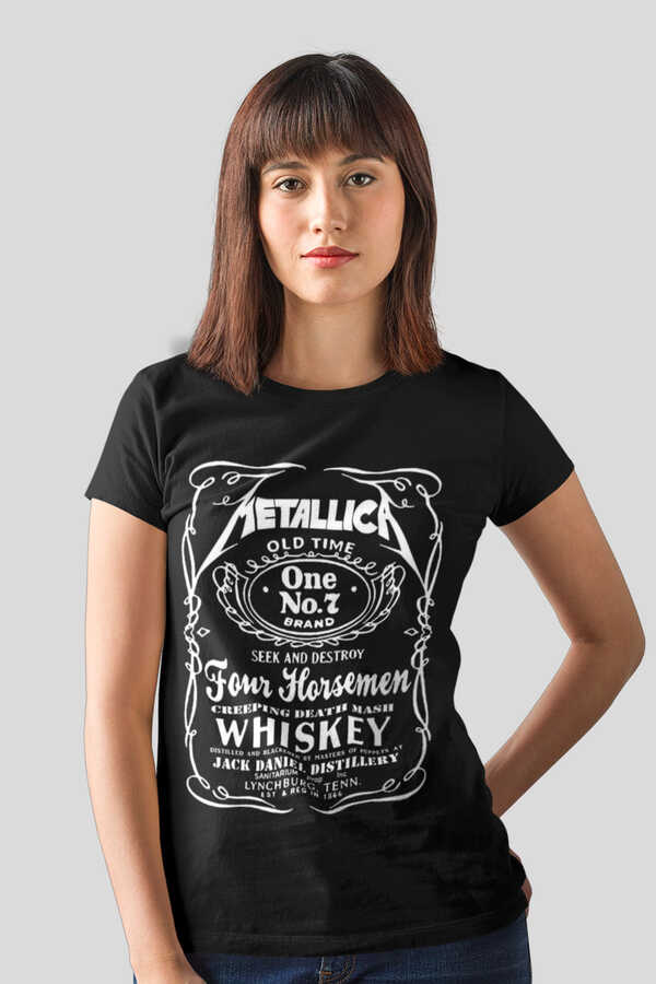 Women's Short Sleeve Printed Black T-shirt